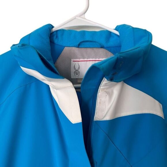 Spyder Colorblock Full Zip Amp Insulated Hooded Ski Jacket Blue White Size 6 - Picture 4 of 12
